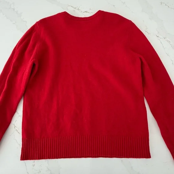 LL Bean Signature Red Women's Merino Wool Sweater with 'MAINE' Design - Picture 7 of 9